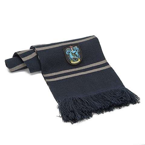 Sciarpa Corvonero di Harry Potter blu e grigia con stemma