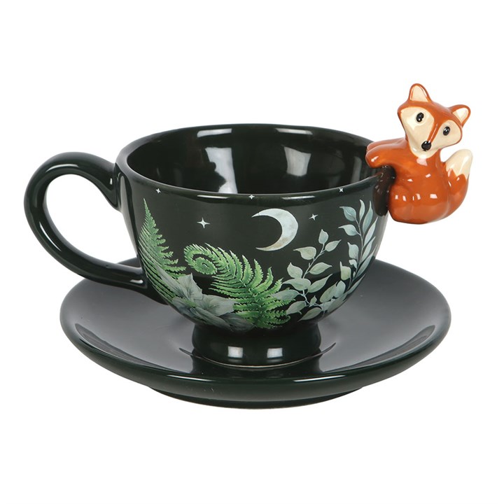 Set Da Tè Green Fingers – Tazza In Ceramica Con Sottobicchiere In Sughero E Vassoio Tema Giardino, Capacità 275 Ml